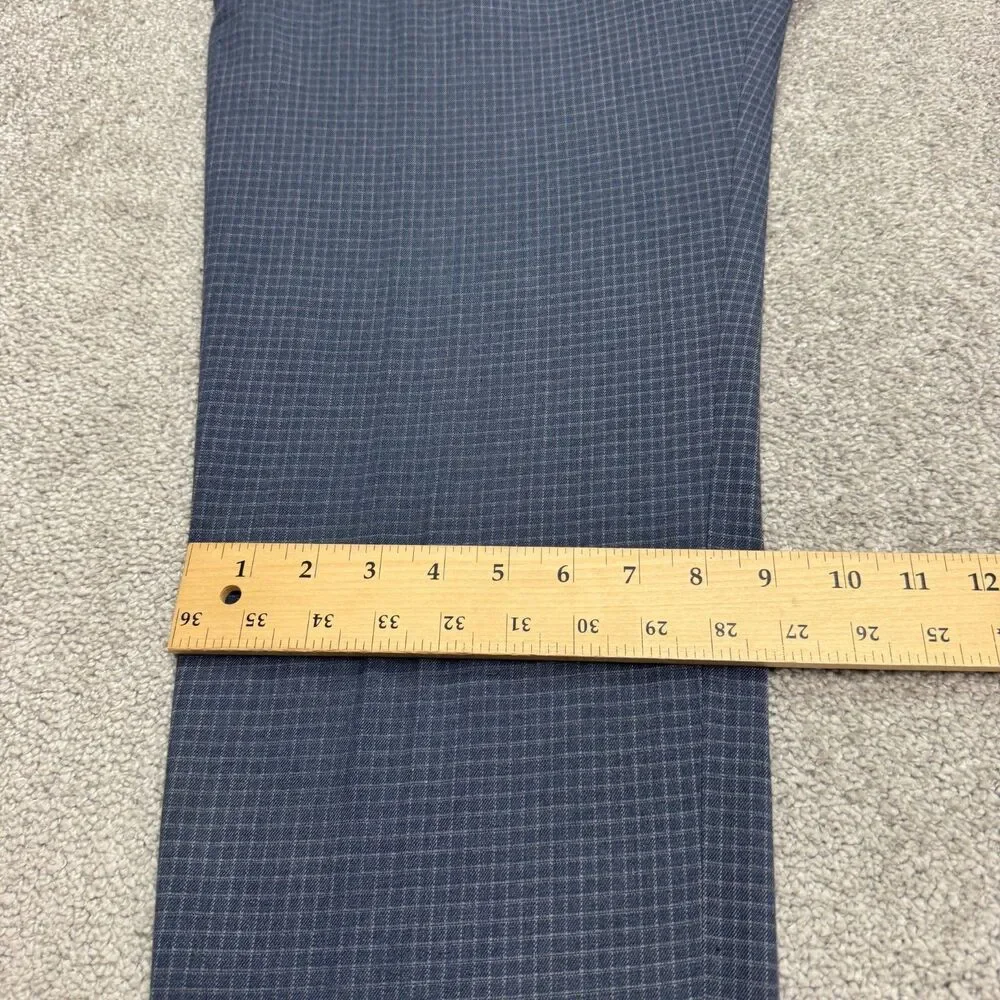 Banana Republic Slim Fit Dress Pants Mens 36x34 Blue Grid Check Stretch Trouser